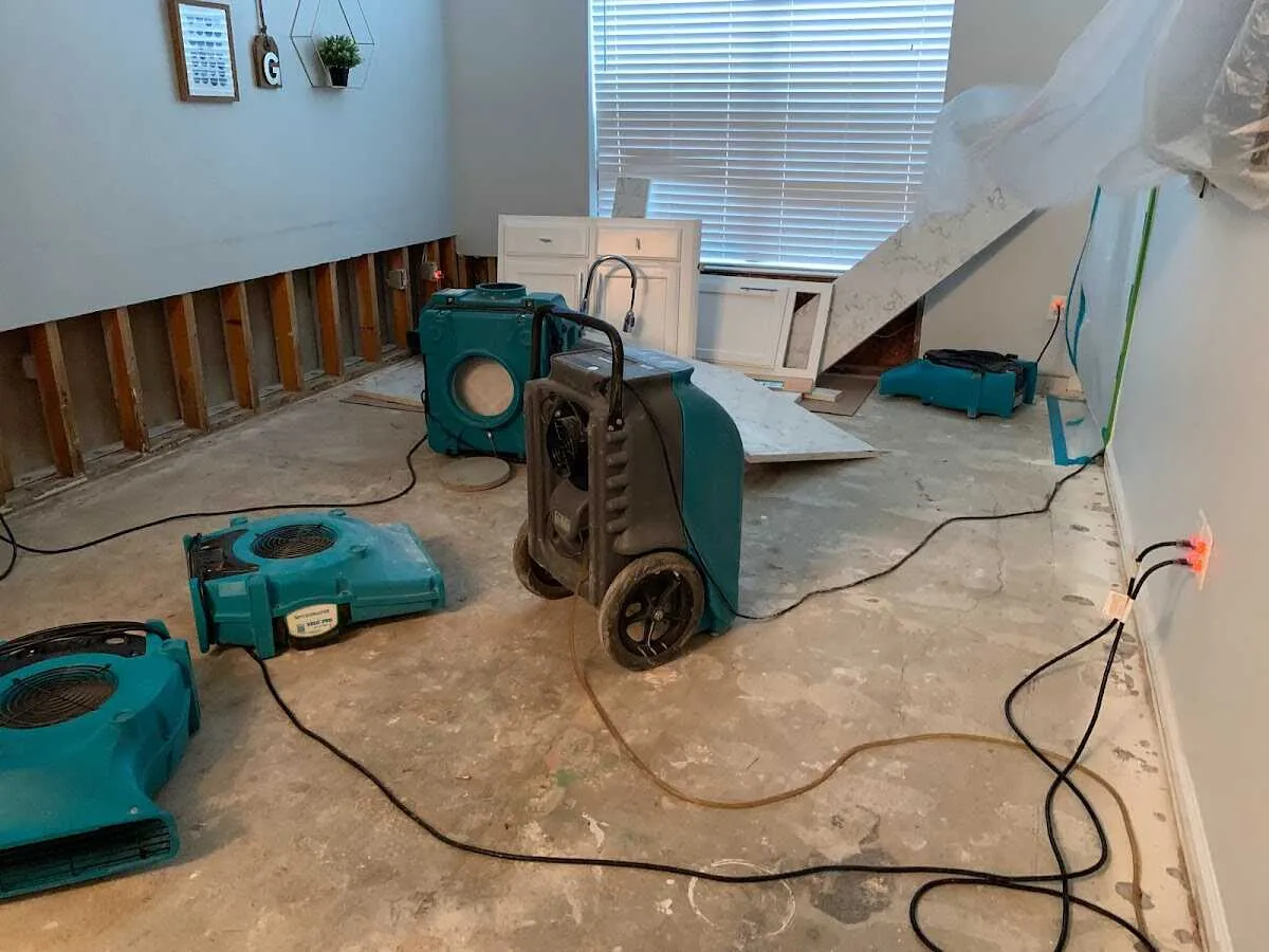 Dehumidifier in flood-cut room for Water Damage Restoration in Lopatcong